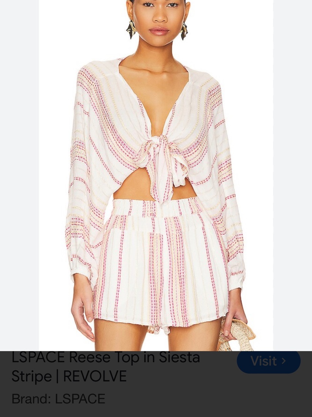 L*Space Reese Top Short Set Siesta Stripe Metallic and Matching Small Medium